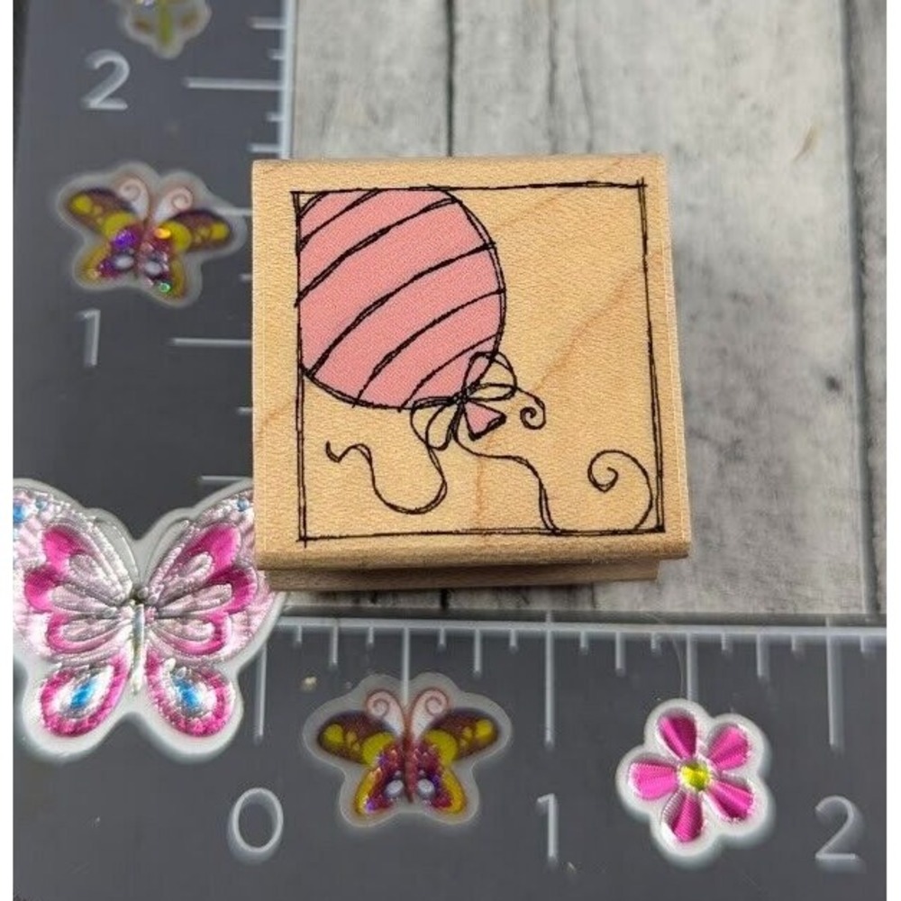 Hero Arts Balloon Striped Corner B3865 Rubber Stamp Wood #H24